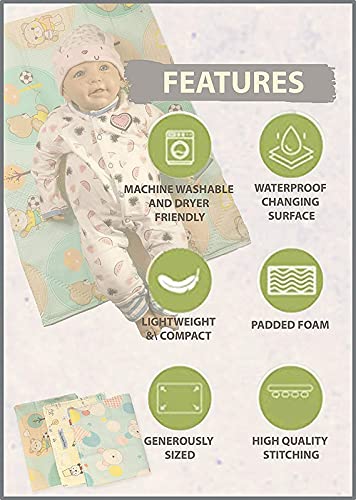MammaChamp Baby's Cotton Plastic Sleeping Mat, Waterproof Foam Cushioned Changing Sheet (Multicolour) (Pack of 4) - Image 4