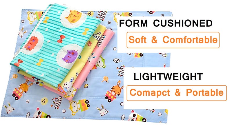 MammaChamp Baby's Cotton Plastic Sleeping Mat, Waterproof Foam Cushioned Changing Sheet (Multicolour) (Pack of 4) - Image 2