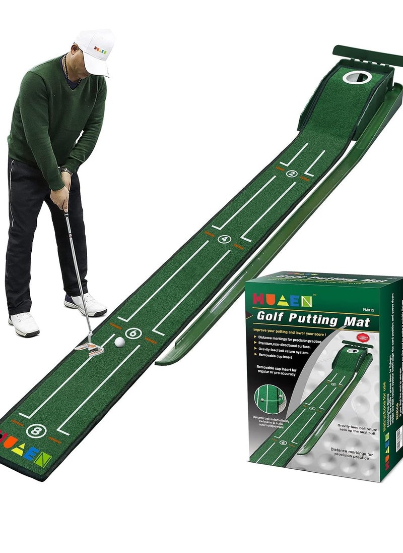 Excefore Putting Green Indoor Set, Long Putting Mat with Auto Ball Return, Suitable for Home and Office, Perfect Gift for Men  - Image 1