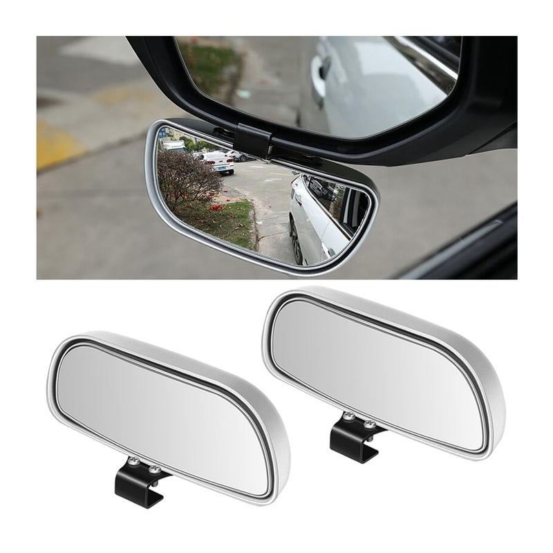 Mandark 2PCS Car Blind Spot Mirror Rectangle HD Glass Convex Vehicle Rearview Mirror Wide Angle Adjustible Auto Exterior Blindspot Side View Mirror Universal for SUV Sedan Truck Silver