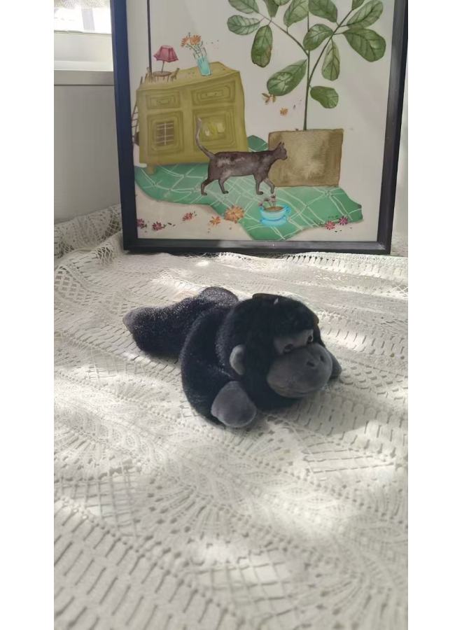 Creative Cute Palm Treasure Lie Prone Series Rabbit Plush Toy Panda Doll Car Instrument Panel Lie Prone Screen Ornaments-Color:The Legend Of The Bear—chimpanzee-Height:18cm - Image 1
