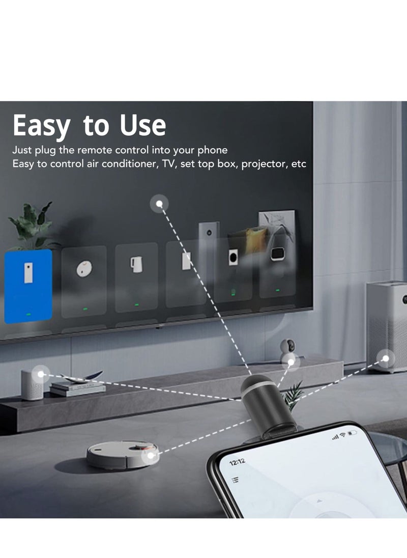 Smartphone IR Remote Control Adapter - USB C Infrared Blaster for Universal of Air Conditioner, TV, DVD, STB