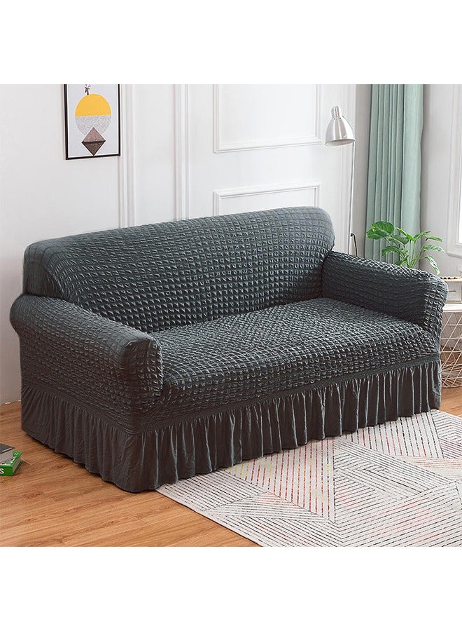 4 Pcs Elastic Sofa Cover with Skirt，4 piece 7 seater（3+2+1+1） Multifunctional Sofa Slipcover Set，Washable Non-slip Couch Cover Furniture Protector Cover，for Living Room for Bed Room,Grey - Image 3