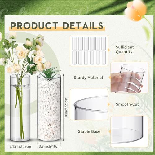 Nuogo 6 Pcs 10 Inch Plastic Clear Cylinder Vase for Home Acrylic Flower Clear Vase Centerpiece for Centerpieces Wedding Party Decorations Opening Round - Image 3