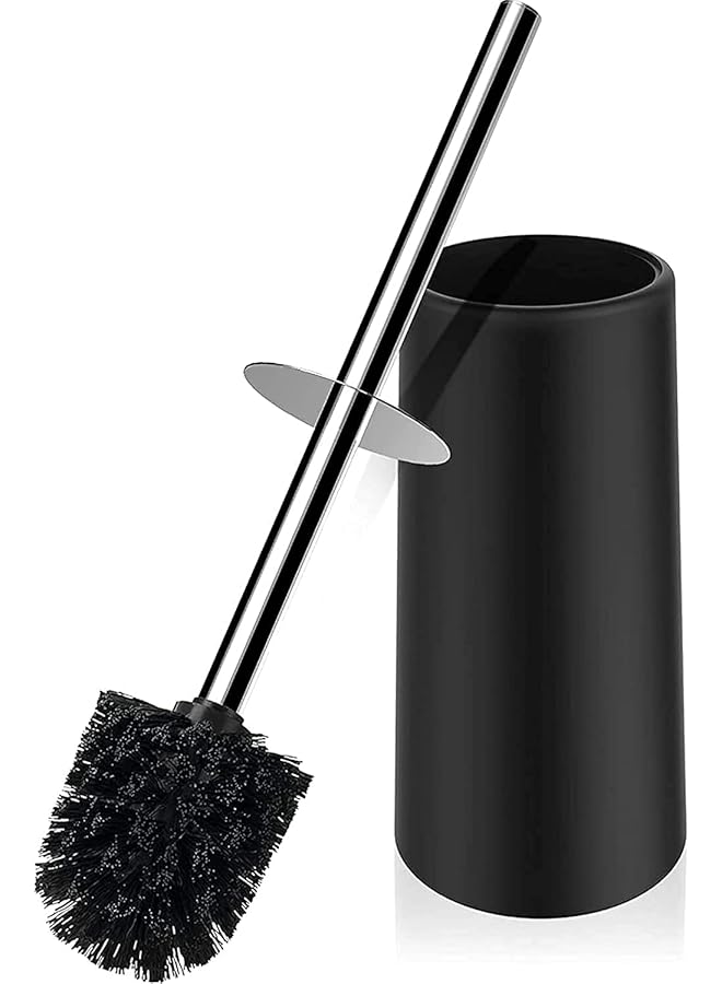 promass Toilet Brush and Holder Set for Bathroom, promass Deep-Cleaning Silicone Toilet Bowl Brush with Non-Slip Long Plastic Handle, Bendable Brush Head to Clean Toilet Corner Easily (Black) - Image 1