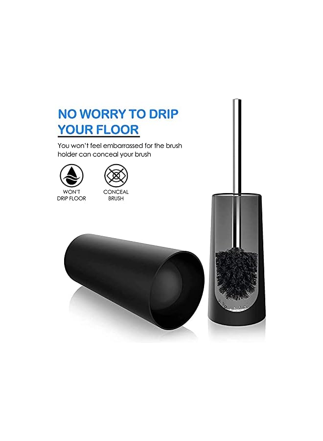promass Toilet Brush and Holder Set for Bathroom, promass Deep-Cleaning Silicone Toilet Bowl Brush with Non-Slip Long Plastic Handle, Bendable Brush Head to Clean Toilet Corner Easily (Black) - Image 4