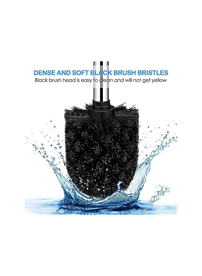promass Toilet Brush and Holder Set for Bathroom, promass Deep-Cleaning Silicone Toilet Bowl Brush with Non-Slip Long Plastic Handle, Bendable Brush Head to Clean Toilet Corner Easily (Black) - Image 5