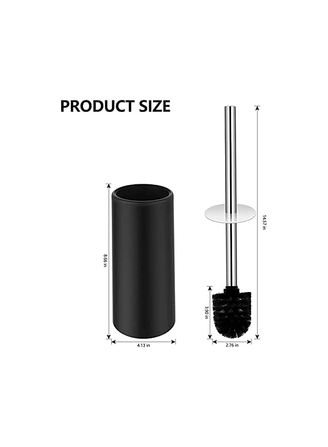 promass Toilet Brush and Holder Set for Bathroom, promass Deep-Cleaning Silicone Toilet Bowl Brush with Non-Slip Long Plastic Handle, Bendable Brush Head to Clean Toilet Corner Easily (Black) - Image 2