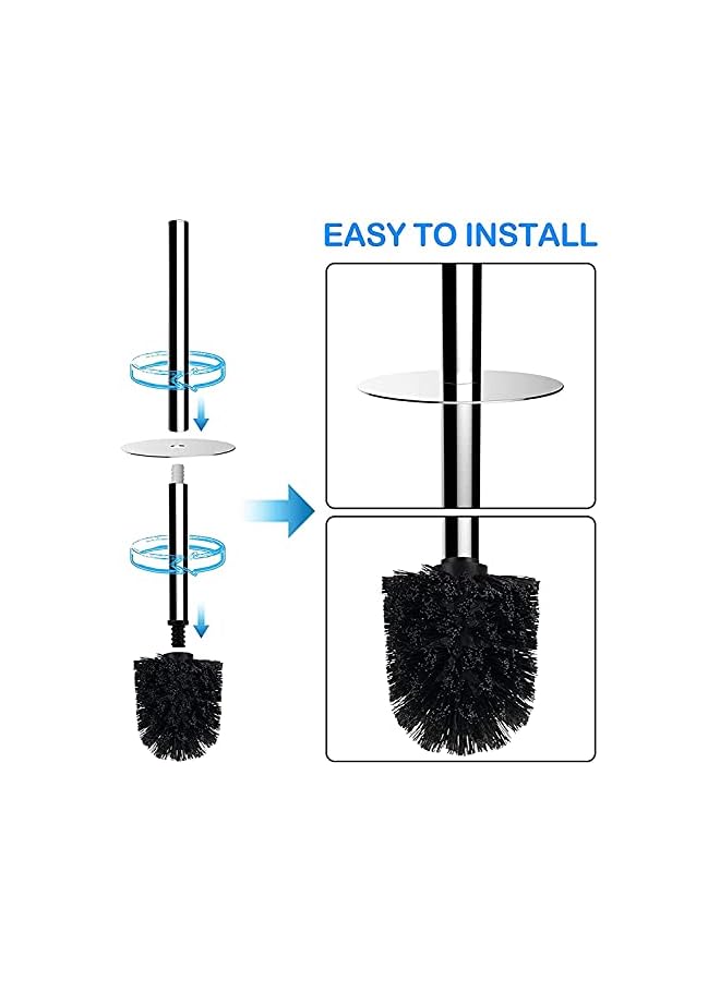 promass Toilet Brush and Holder Set for Bathroom, promass Deep-Cleaning Silicone Toilet Bowl Brush with Non-Slip Long Plastic Handle, Bendable Brush Head to Clean Toilet Corner Easily (Black) - Image 3