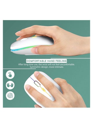 Rechargeable Wireless LED Mouse, Slim Silent Design, 2.4G Portable Optical Mouse with USB & Type-C Receiver, 3 Adjustable DPI for Laptop, PC, Notebook, Desktop (White) - pzsku/Z4DB2EF3C1E03AE17BA1AZ/45/_/1722851431/36d97a05-44d5-4a0c-9aa4-9bad0917a0ef