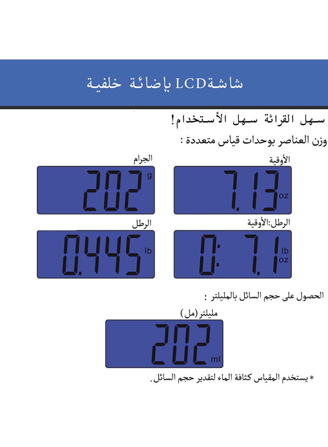 إنيفي فيت ميزان رقمي إلكتروني للأطعمة والمطبخ بدقة 0.1 جرام أسود/ رمادي 20Ø³Ù†ØªÙŠÙ…ØªØ± - Image 2