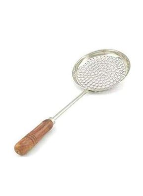 KOTA MULTI STORE Kota Multi Store Stainless Steel Boondi Jhara with Wooden Handle Traditional Indian Laddu Making Tool  - Image 1