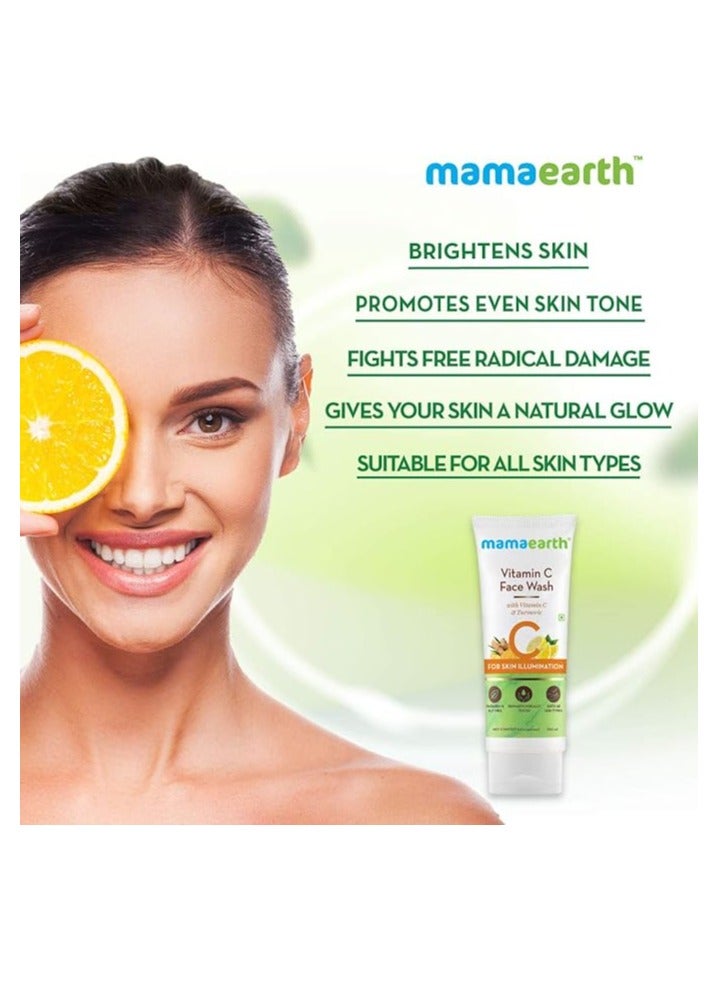 Mamaearth Vitamin C Face Wash for Women & Men | Toxin-Free & Oil-Free Face Wash | For Acne-Prone, Dry & Oily Skin | Illuminates Skin - 100 ml (Pack of 2) - Image 2