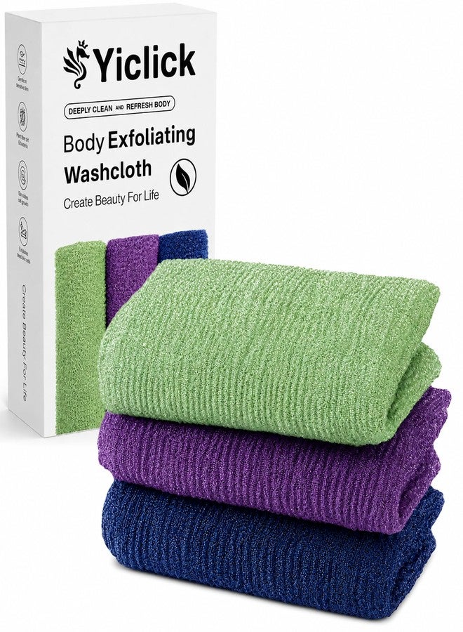 3 PCS Exfoliating Washcloth Towels - Exfoliating Body Scrubber Exfoliator, Back Scrubber for Shower Bath Use, Japanese & Korean Scrub Wash Cloths, Loofah Lufa Sponge Washer for Women Men