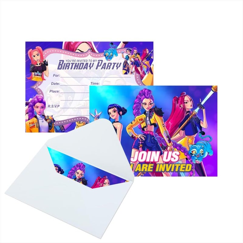 Yeefigro 16Pcs Demon Movie Hunters Birthday Lnvitation Cards Gift Cards With Envelopes For Demon Movie Hunters Theme Party Supplies - Image 1