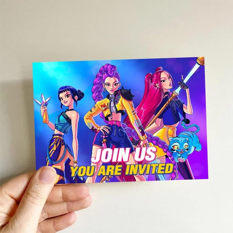 Yeefigro 16Pcs Demon Movie Hunters Birthday Lnvitation Cards Gift Cards With Envelopes For Demon Movie Hunters Theme Party Supplies - Image 5