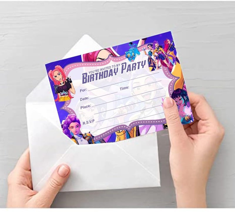 Yeefigro 16Pcs Demon Movie Hunters Birthday Lnvitation Cards Gift Cards With Envelopes For Demon Movie Hunters Theme Party Supplies - Image 3