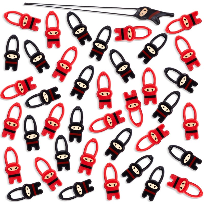 Shindel 40PCS Stretchy Flying Ninjas for Easter Egg Fillers, Funny Elastic Slingshot Ninja Toys for Boys Girls, Party Favors Treasure Box Toys for Classroom Fun Easter Goodie Bags Stuffers - Image 1
