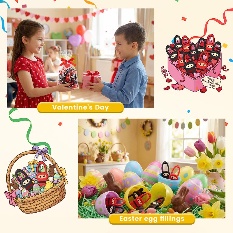 Shindel 40PCS Stretchy Flying Ninjas for Easter Egg Fillers, Funny Elastic Slingshot Ninja Toys for Boys Girls, Party Favors Treasure Box Toys for Classroom Fun Easter Goodie Bags Stuffers - Image 3
