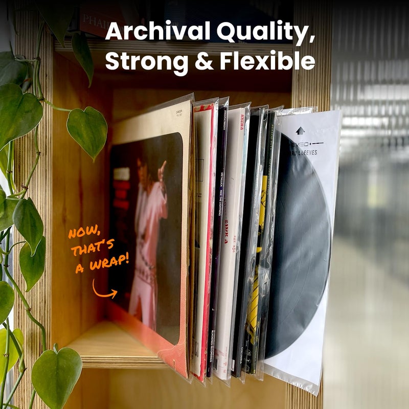 EVEO 50 Vinyl Record Sleeves Outer â€“ Crystal Clear Outer Vinyl Sleeves LP Album Covers 12.75"x12.75" | Perfect Fit Protective 3 Mil Protection for Single & Double LPs - Archival Quality - Image 5