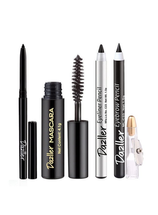 Dazller College Makeup Essentials - Eyes on Point|Kajal|Mascara|Eyeliner|Eyebrow|Water-Resistant|Smudge-proof|Starter Makeup Kit for Women|7.45g - Image 2
