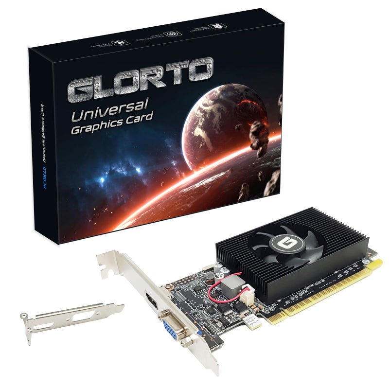 Glorto GeForce GT 610 2G DDR3 Low Profile Graphics Card, PCI Express 1.1 x16, HDMI/VGA/DVI, Entry Level GPU for PC, SFF and HTPC, Compatible with Win11 - Image 1