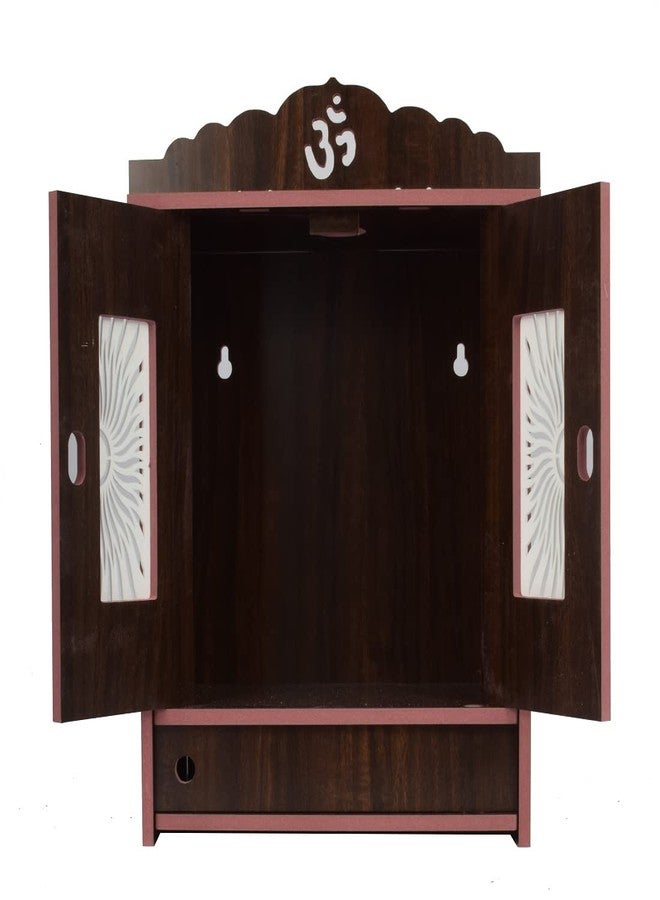 COMERT Beautiful MDF Wooden Temple,Home Temple, Pooja Mandir, Wall Hanging and Table Top Home Mandir Temple, Home Decor Beautiful Wooden Temple with Acrylic Om Design, (28*28*28 cm) (Black 1) - Image 3