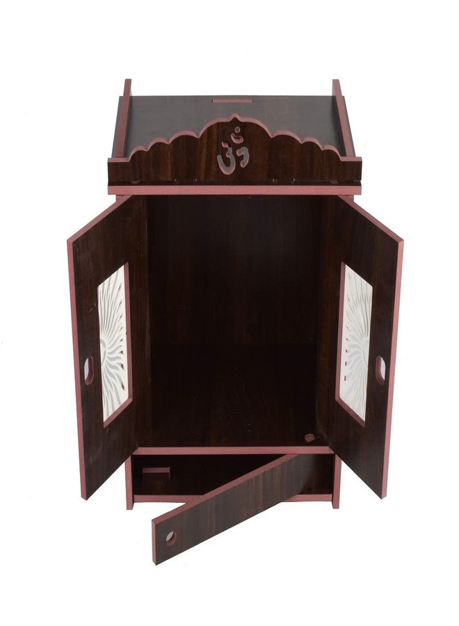 COMERT Beautiful MDF Wooden Temple,Home Temple, Pooja Mandir, Wall Hanging and Table Top Home Mandir Temple, Home Decor Beautiful Wooden Temple with Acrylic Om Design, (28*28*28 cm) (Black 1) - Image 4