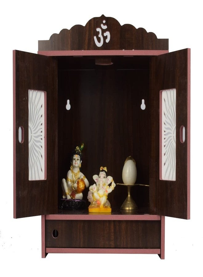 COMERT Beautiful MDF Wooden Temple,Home Temple, Pooja Mandir, Wall Hanging and Table Top Home Mandir Temple, Home Decor Beautiful Wooden Temple with Acrylic Om Design, (28*28*28 cm) (Black 1) - Image 1