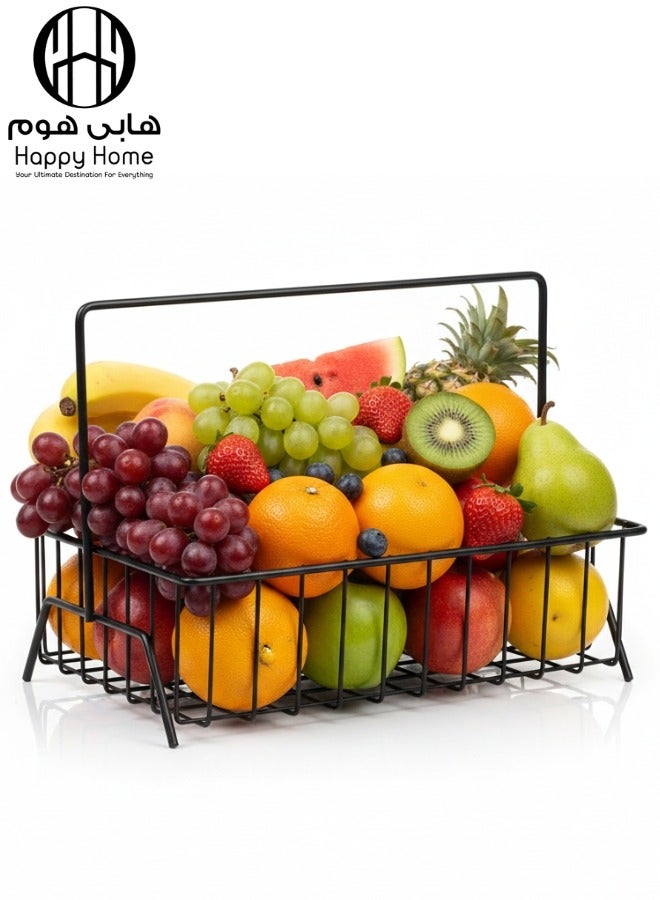 هابي هوم سلة فواكه 1دور متعددة الطبقات بمقبض معدني متين – تصميم عصري لتقديم الفواكه والحلويات وحفظ الخضروات – مثالية للتخزين والتنظيم في المطبخ أو على طاولة السفرة – سهلة التنظيف، سعة كبيرة للعزومات والمناسبات – مقاس 29×23 سم - Image 1