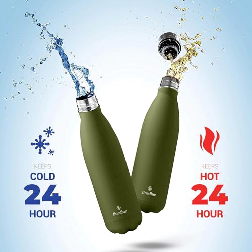 FineDine 500ml Triple Insulated Stainless Steel Water Bottle 24Hours Hot or 24 Hours Cold Drinks, Leakproof, BPA-Free, Sweatproof Thermosteel Flask-Perfect for Travel, Picnics, Office & School (Green) - Image 3