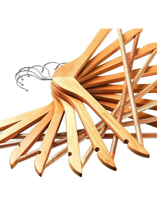 DD RETAILS Multipurpose Cloths Hanger of Imported Wooden Cream Color with Chrome Hooks (6) - Image 1