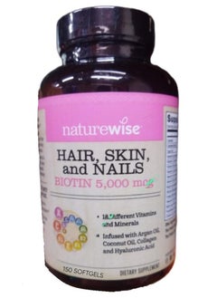 NatureWise Hair, Skin and Nails Biotin, 5000 mcg - 150 Softgels  - Image 1