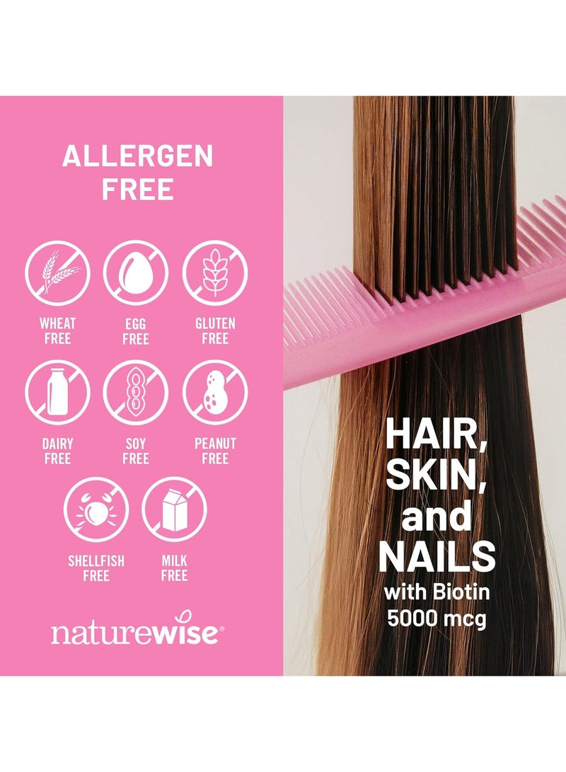 NatureWise Hair, Skin and Nails Biotin, 5000 mcg - 150 Softgels - Image 3