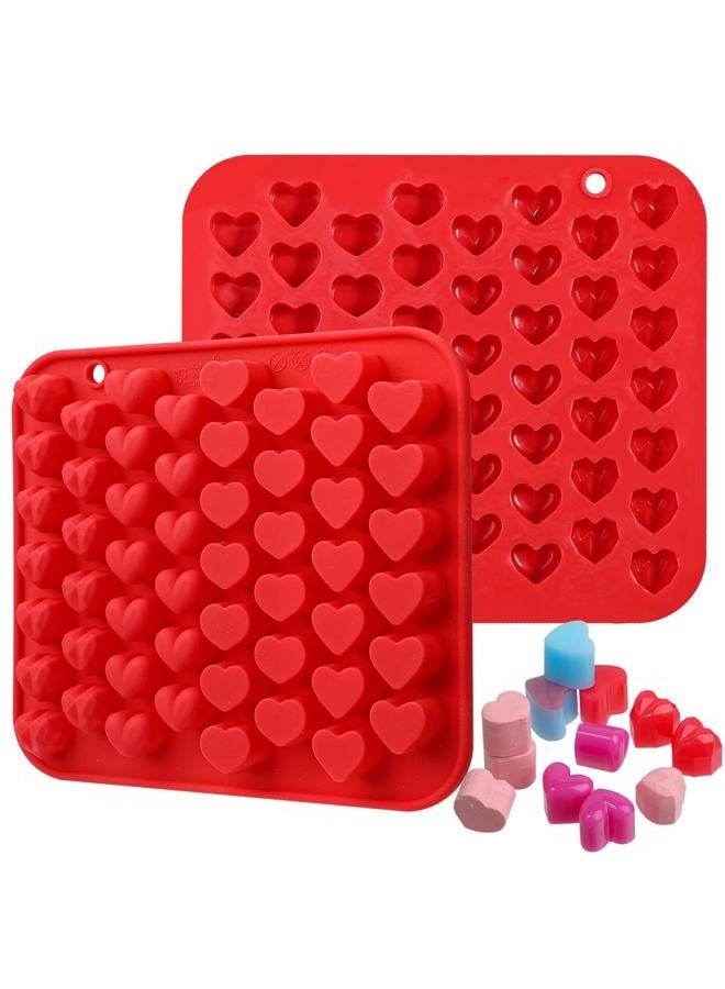 Webake Mini Heart Molds 52-Cavity Silicone Heart Shaped Molds for Chocolate, Gummy, Candy, Wax Melt, Ice Cube, Cupcake Decorations, Pack of 2 - Image 1