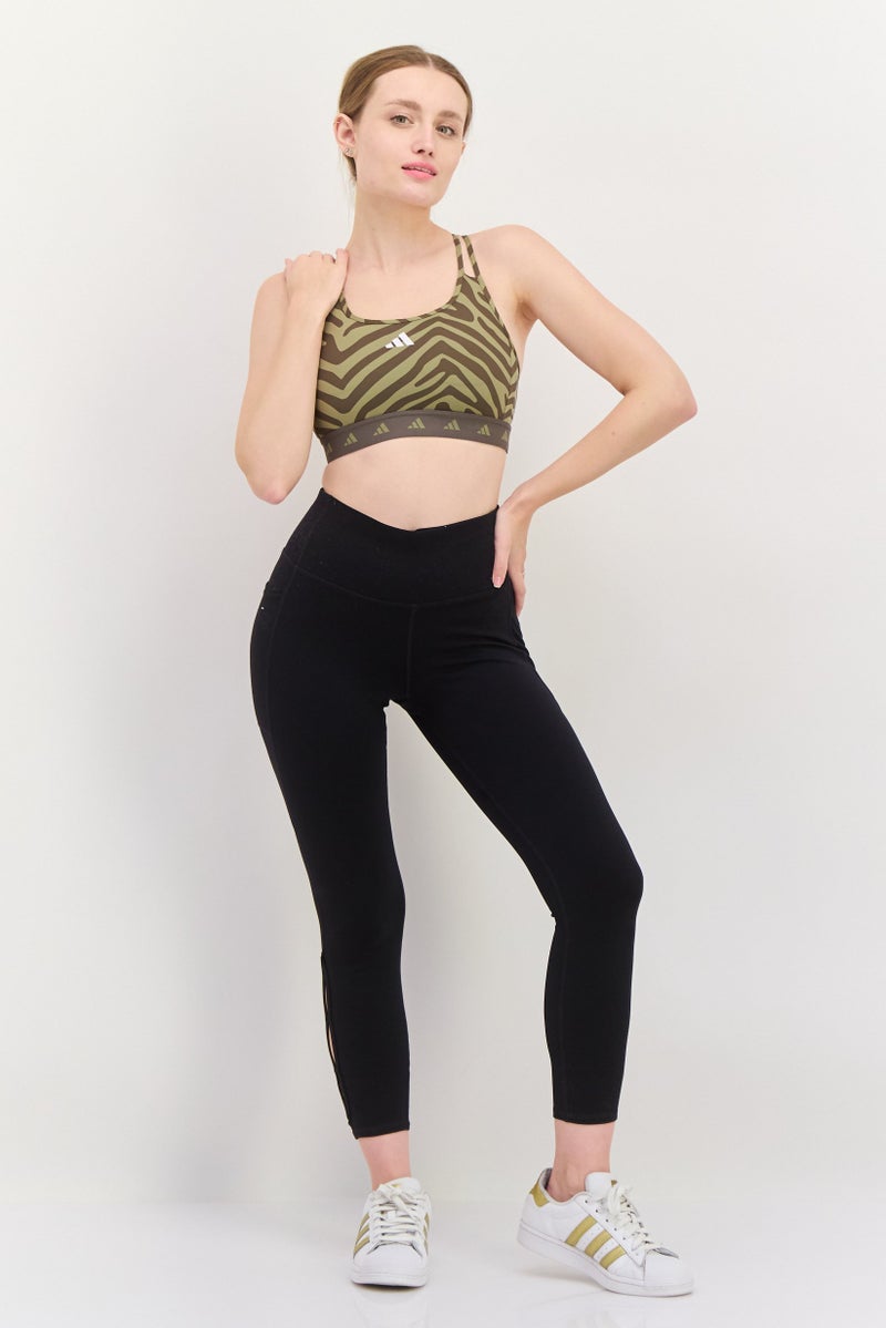 Adidas Women Padded Brand Logo Sports Bra, Olive Combo - Image 4