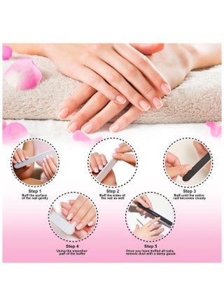 Nail File and Buffer, Professional Manicure Tools Kit.Natural Manicure Pedicure Kit Polisher Washable Buffering/Sanding Nails Filer Buffing, Nails Polish Smooth Polishing Set - view 5