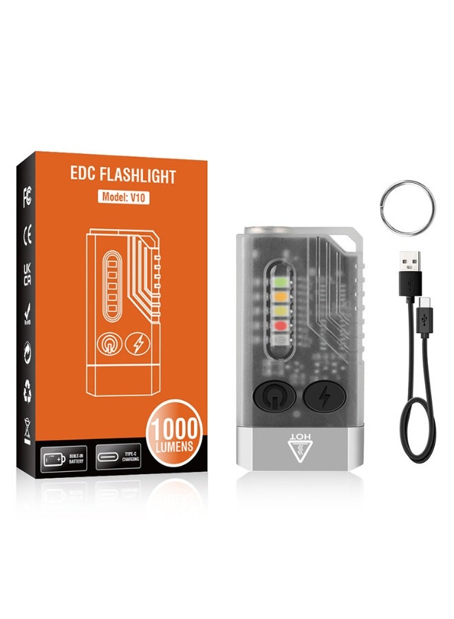 Powerful Mini EDC LED Flashlight, Mutifunction Rechargeable Flashlight with Red Laser Light, 365nm White/Red/UV/Blue/ Warm Side Light, 14 Light Modes, Magnetic Tail, 80DB Beeping, IPX4 Waterproof  - Image 1
