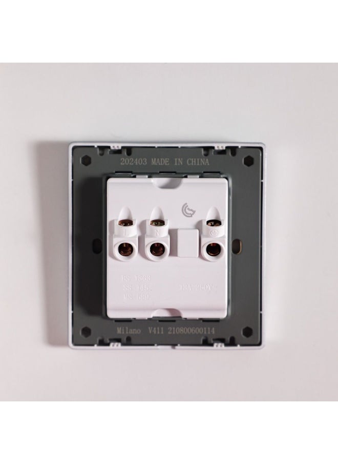 DANUBE HOME - Milano 13A Socket With NeonElectrical Switches Sockets Outlets For Home Appliances Office Hotel Conventional Construction Project Dp Aura Slvr - Image 1