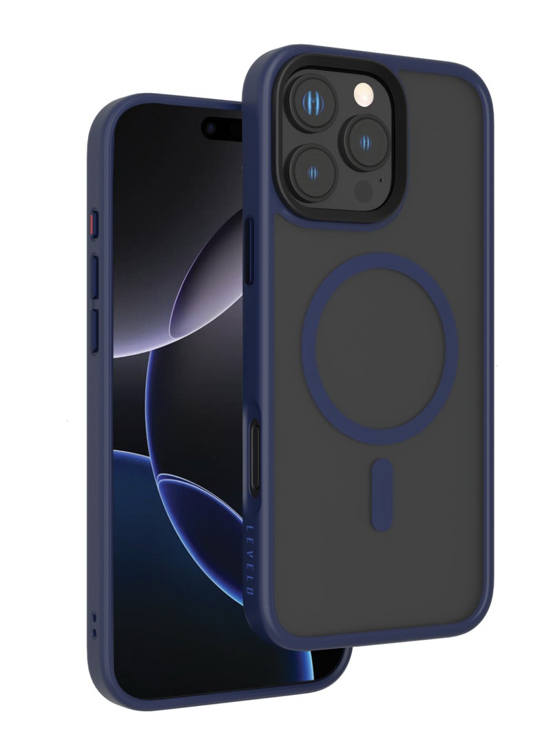 LEVELO - iPhone 16 Pro Max MagSafe case Matte Solo Cover with Impact-Resistant Corners/ 3H Scratch Resistance/ Matte TPU Bumper Lightweight & Hybrid Design - Blue - Image 1