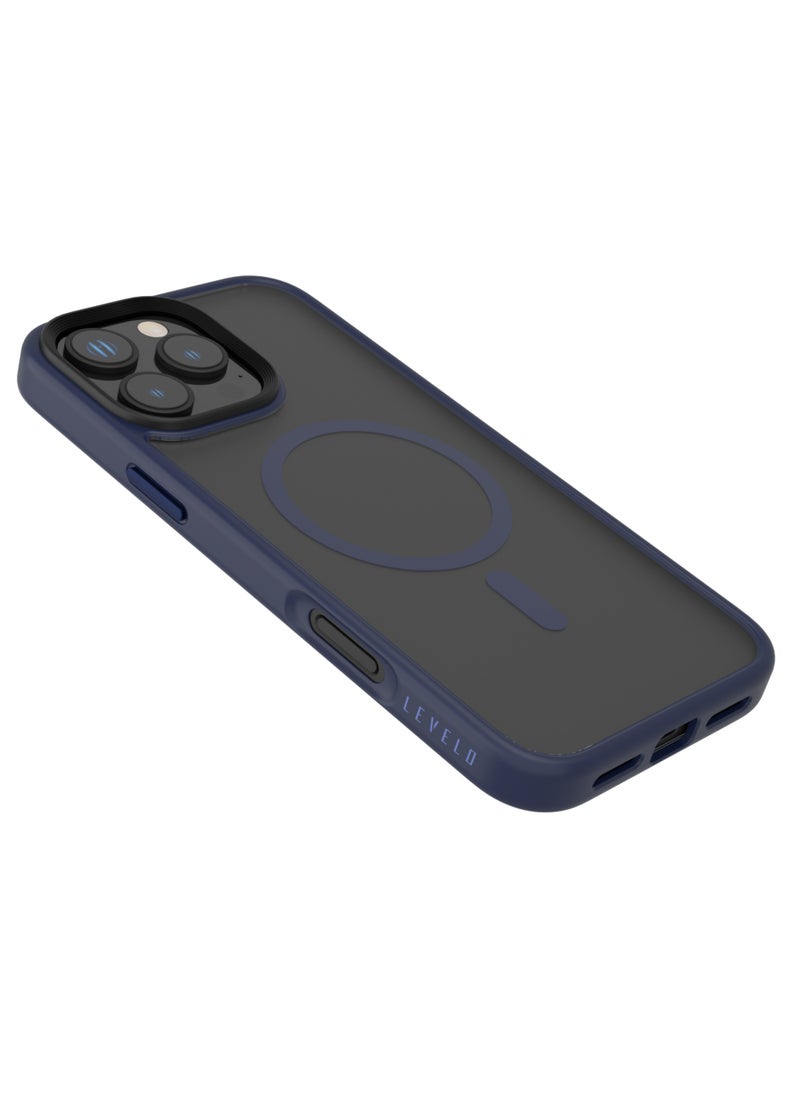 LEVELO - iPhone 16 Pro Max MagSafe case Matte Solo Cover with Impact-Resistant Corners/ 3H Scratch Resistance/ Matte TPU Bumper Lightweight & Hybrid Design - Blue - Image 1