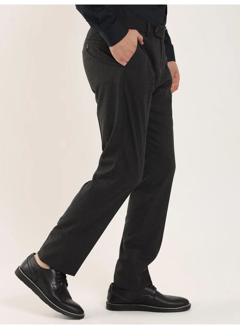 Dufy Dark Gray Men's Slim Fit Trousers