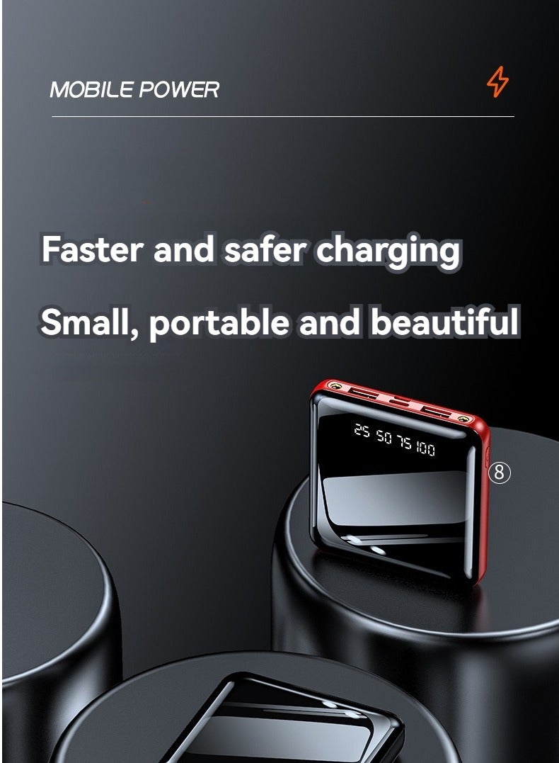 Mini full screen power bank 20000 mAh ultra-thin compact portable large capacity fast charging power bank (red)  - Image 2