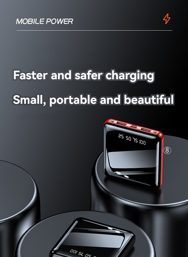 Mini full screen power bank 20000 mAh ultra-thin compact portable large capacity fast charging power bank (red)  - Image 4