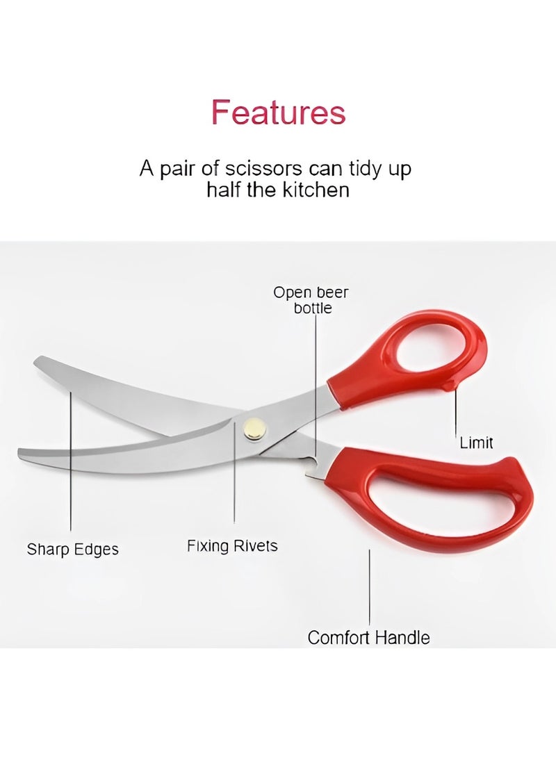 AROAQ Kitchen Scissors, Heavy Duty All Purpose Kitchen Shears, Korean Stainless Steel Curved Blade Barbecue Scissors, Steak Scissors  For Chicken Food Meat And Cooking, ( Black )  - Image 3