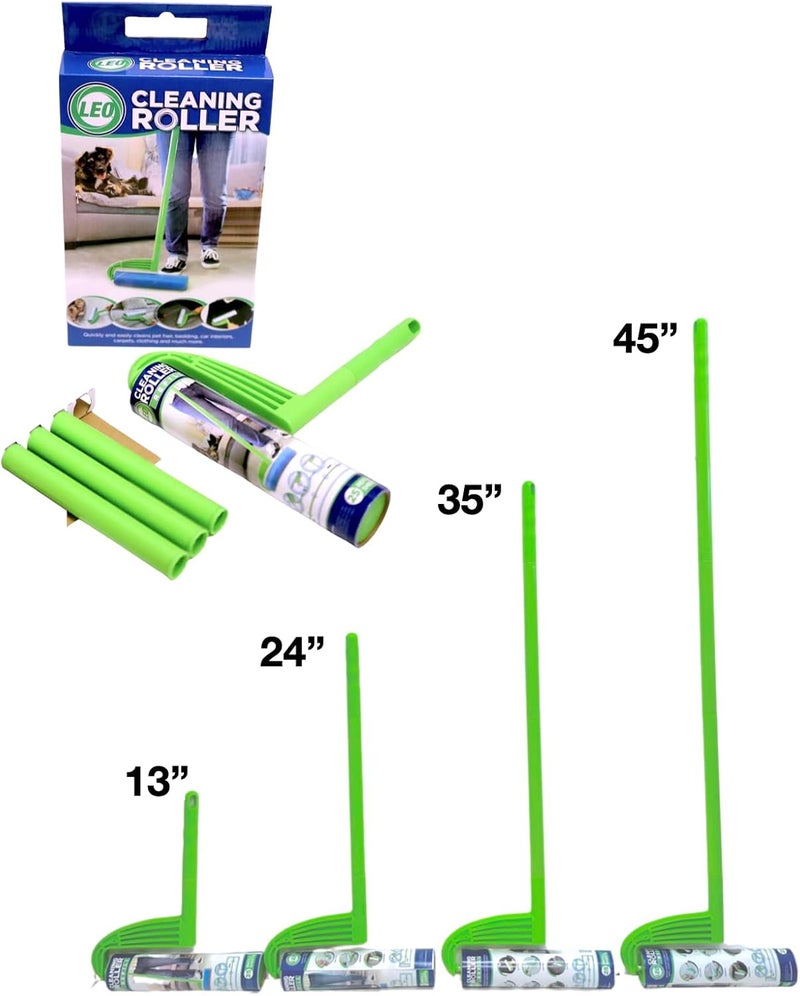 LEO MegaClean 10-Inch Wide Lint Roller Refills 25 Sheets with extendable Handle to 45 inch for Lint Remover Household Cleaning Easily Remove Pet Hair Dust and Debris from Floors Carpets and Furniture - Image 2