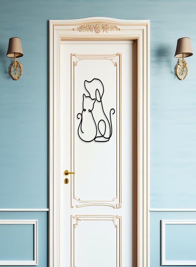 Bnesi Concise Linear Metal Cat Wall Art, Lovely Wall Decoration for Living Room, Bedroom, Dinner Room (Cat and Dog) - Image 5