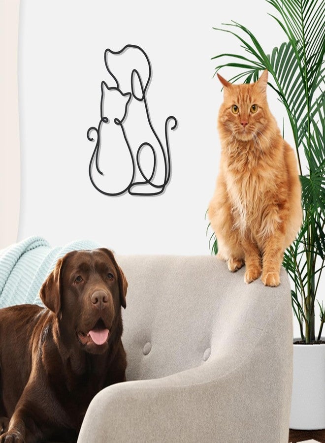 Bnesi Concise Linear Metal Cat Wall Art, Lovely Wall Decoration for Living Room, Bedroom, Dinner Room (Cat and Dog) - Image 2