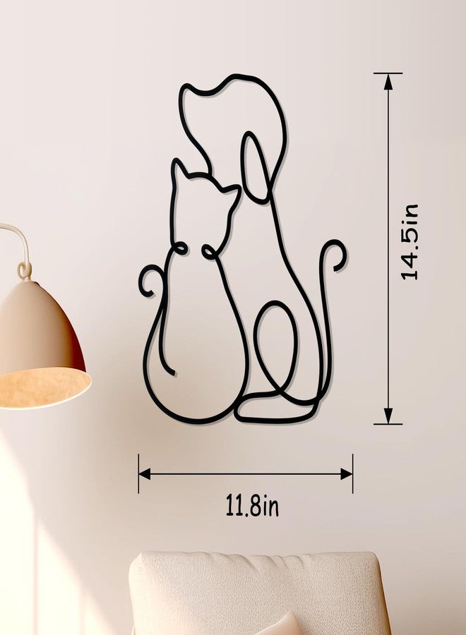 Bnesi Concise Linear Metal Cat Wall Art, Lovely Wall Decoration for Living Room, Bedroom, Dinner Room (Cat and Dog) - Image 3