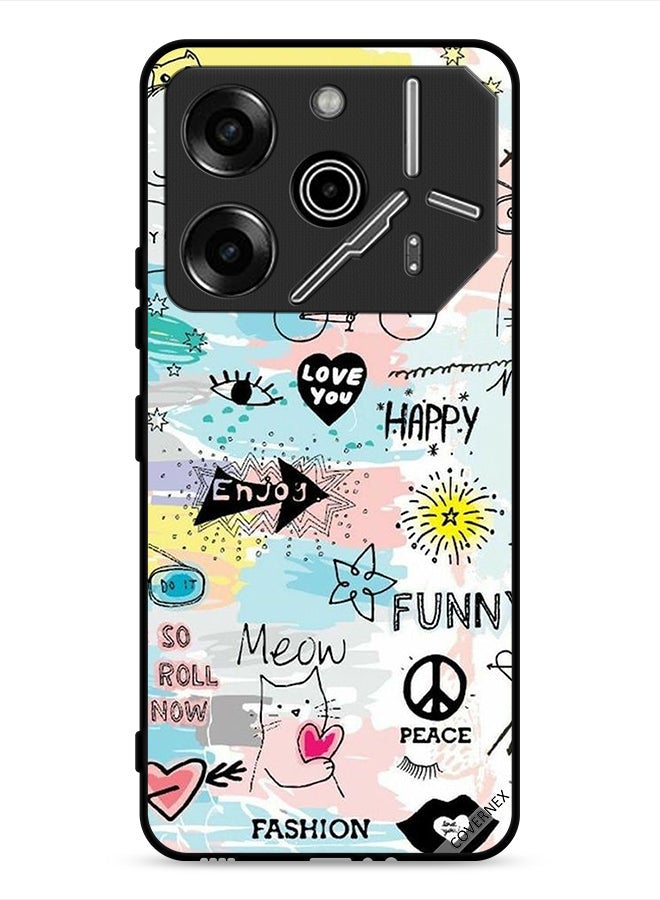 Covernex Tecno Pova 6 Pro 5G Protective Case Cover Doodle Meow Enjoy - Image 1